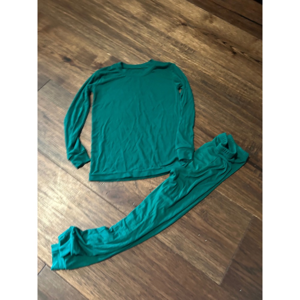 Hapiu Kids Bamboo Pajama Set Emerald Green Long Sleeve Snug Fit Size 4-5T